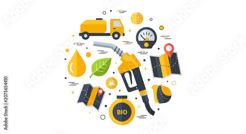 Fuel Industry and Sustainable Energy Logistics Vector Icon Illustration