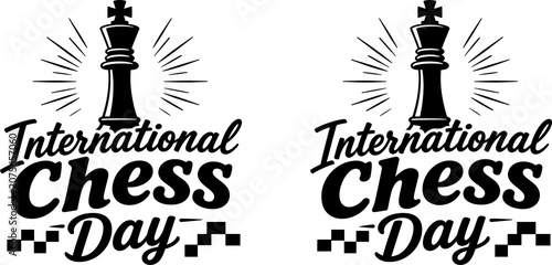 фотографія International Chess Day Elegant Script Typography with King Chess Piece Black an
