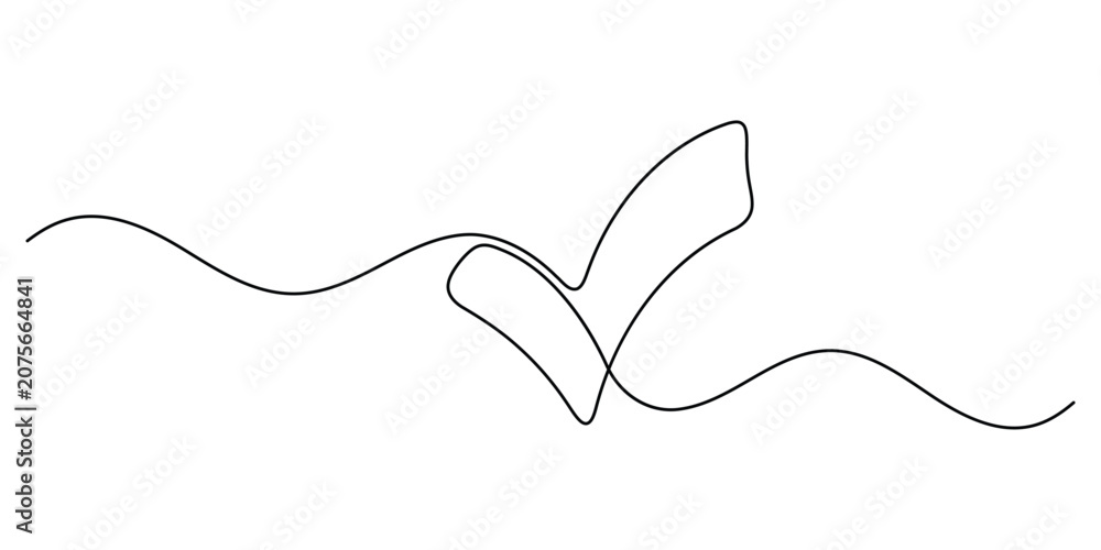 Obraz premium Check Mark One Line Drawing Abstract Success Tick Vector Illustration