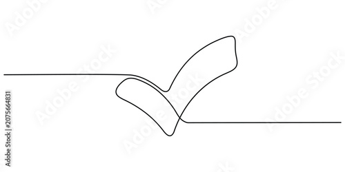 Check Mark One Line Drawing Abstract Success Tick Vector Illustration