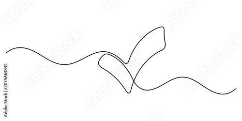 Check Mark One Line Drawing Abstract Success Tick Vector Illustration