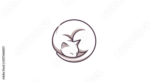 A minimalist illustration of a sleeping cat.