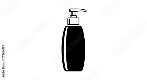 Black bottle with pump dispenser.