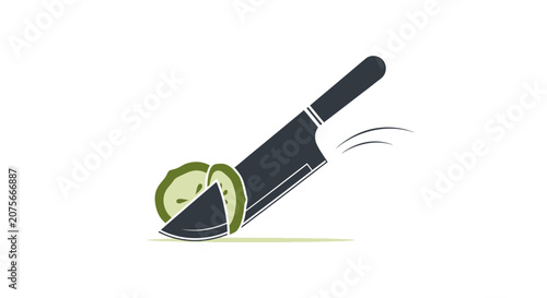 Knife cutting through a green lime.