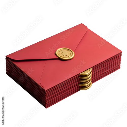 Red gift box with golden ribbon and tag