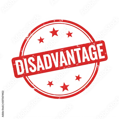 Red disadvantage warning stamp with bold text