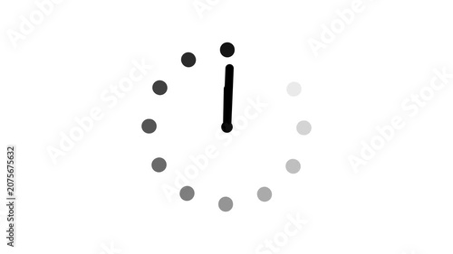 clock icon animation on White background. analog clock timer circle animated. 12 Hours Clock. Clock icon vector animation.with 4k video..