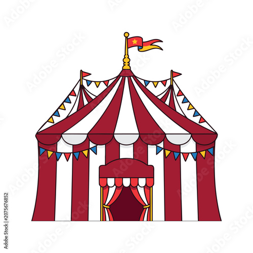 Colorful circus tent illustration for carnival event design on white background
