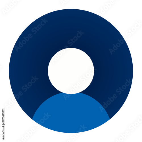 Minimalist blue user profile avatar icon button vector illustration