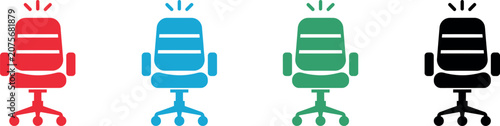 Obraz na płótnie Office chair icon collection in multiple colors for workplace interior and furniture design concepts