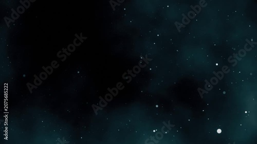 Atmospheric outer space background animation with gas clouds, stars and space dust floating past the camera.