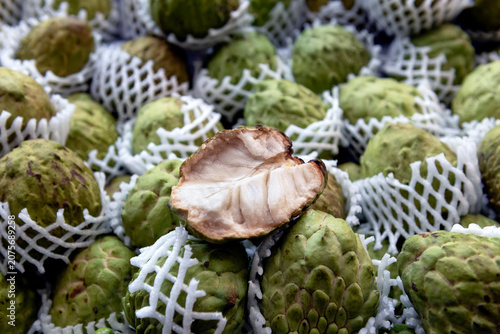 Pineapple sugar apple or atemoya fruit,  a hybrid of cherimoya and sugar apple