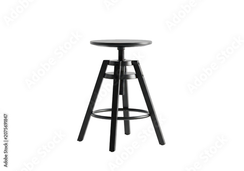 Adjustable height black industrial stool.