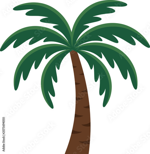 A simple green palm tree illustration for tropical summer design projects