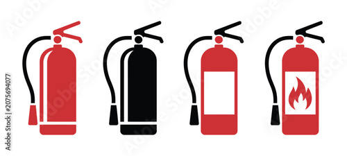 Foto Fire extinguisher vector icon, emergency safety equipment symbol for firefighter