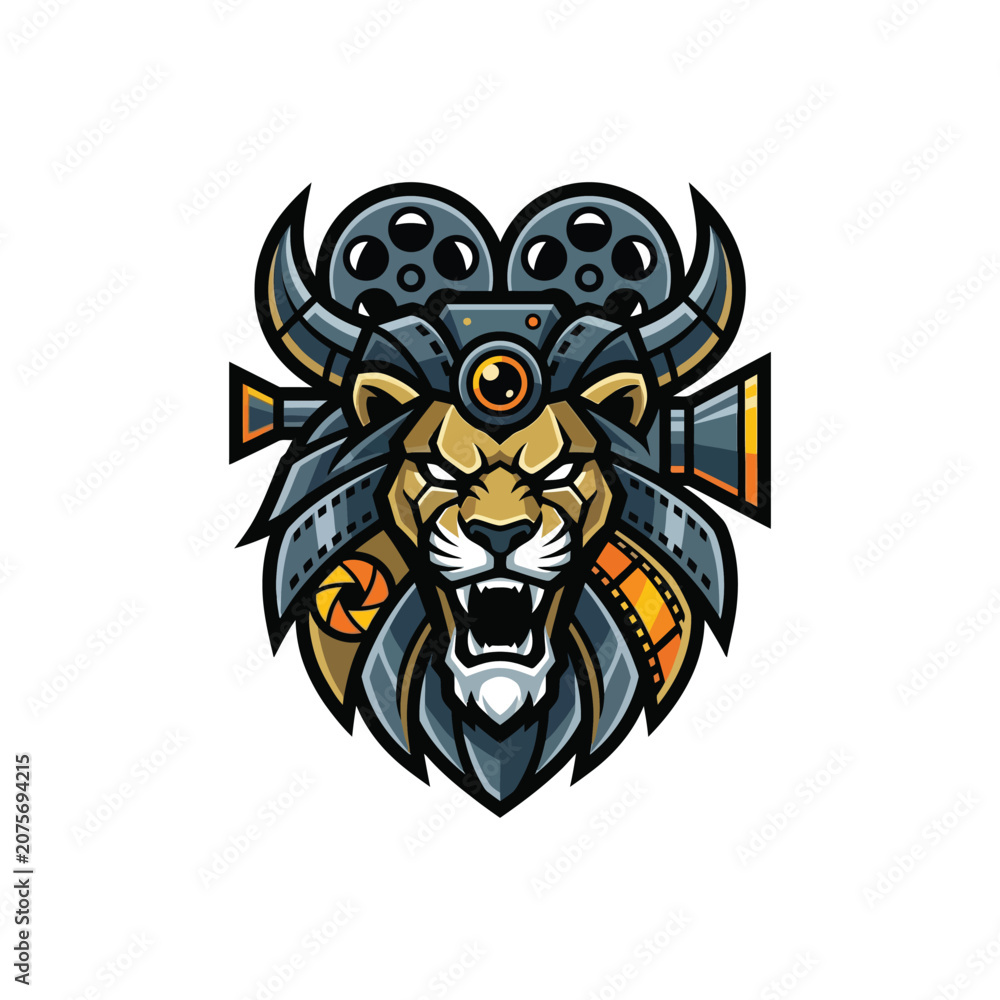 Fototapeta premium Robot Lion Head Illustration Design.