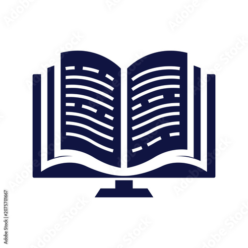 Open Quran Book Icon Black Silhouette on White Background Vector Style