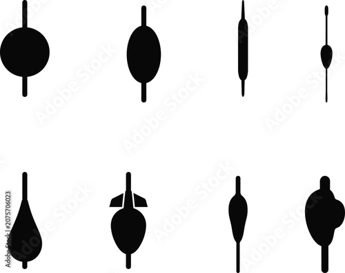 Photos Fishing Float and Bobber Silhouette Vector Collection Featuring Angling Tackle F