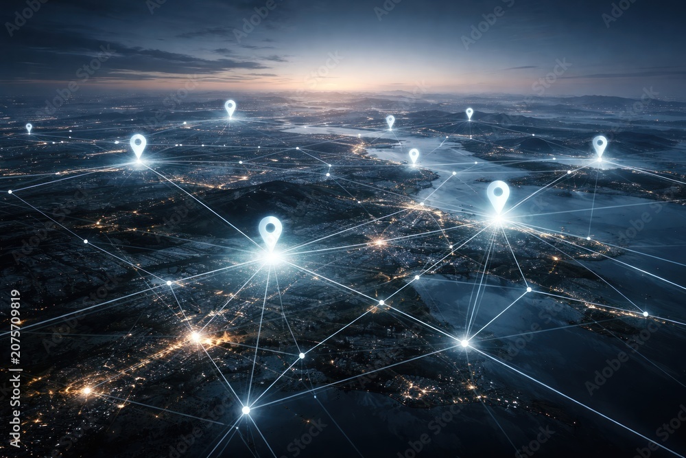 Naklejka premium Global network connectivity visualization.