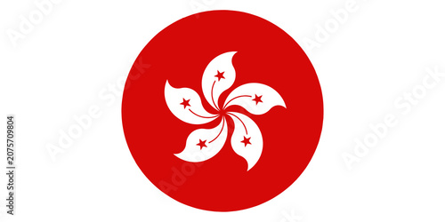Obraz na płótnie Flag of hong kong, stylized circular emblem with orchid flower and stars isolate
