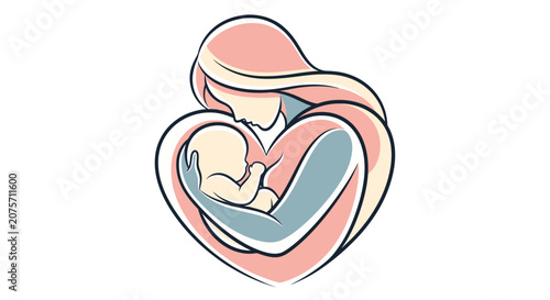 Photos Loving mother tenderly cradling her newborn baby in a heart shape, showcasing maternal bond on an isolated white background