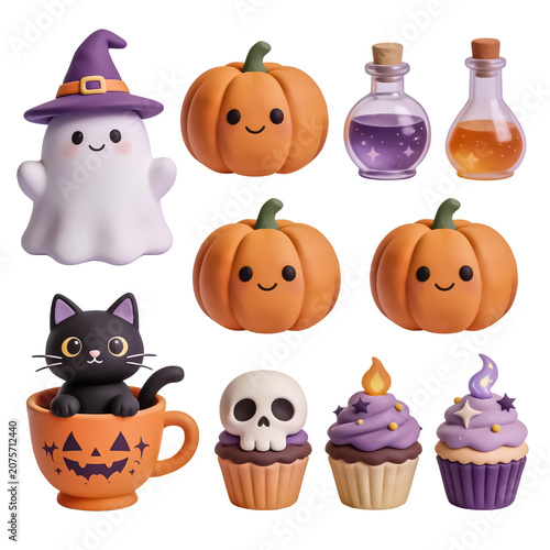 3D Cute Halloween Element and Icon Set