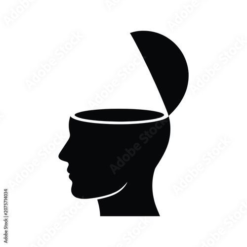 Open head silhouette against a white background conceptual graphic