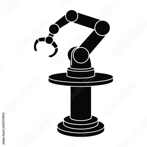 Robotic arm silhouette black vector illustration on a transparent background