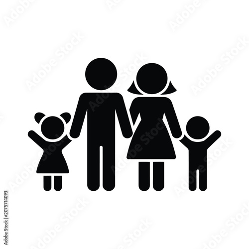 Family Silhouette Icon On White Background Simple Pictogram Illustration
