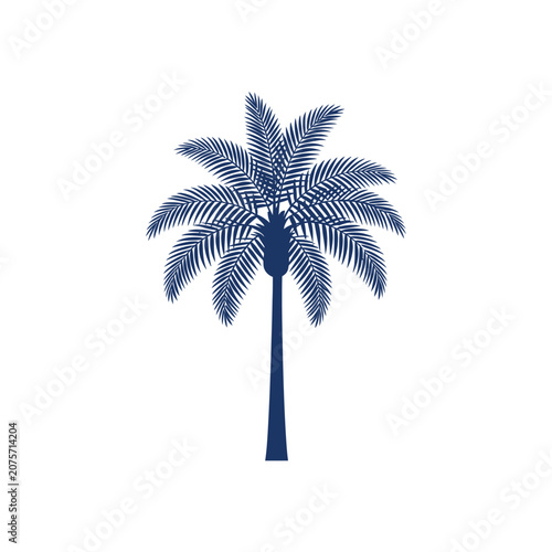 Palm tree silhouette against a white background simple graphic design
