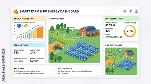Smart Farm PV Energy Dashboard - Solar Power Monitoring and Farm Management