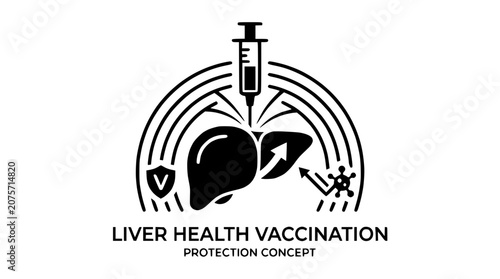Human Liver Medical Care and Virus Protection Vaccination Symbol Vector