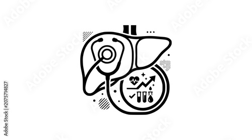 Human Liver Medical Health Checkup and Diagnosis Icon Illustration