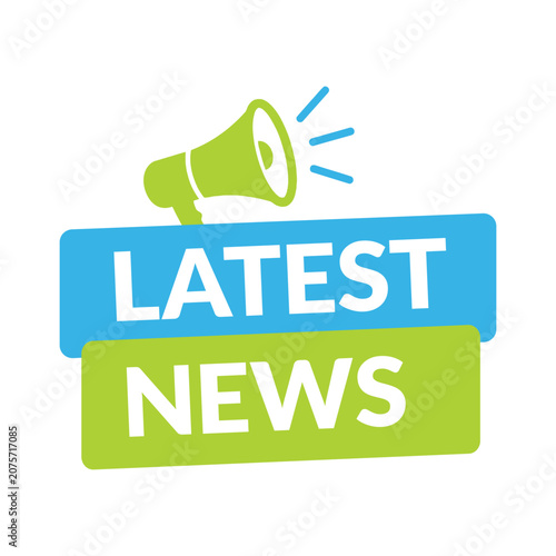 Latest News Announcement: Vibrant Megaphone & Colorful Banners for Updates