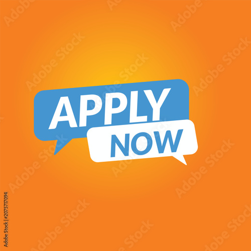 Vibrant Orange Background with Blue Apply Now Speech Bubble - Bold CTA Design