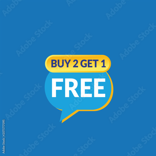Eye-Catching Buy 2 Get 1 Free Sale Banner with Blue & Yellow Speech Bubble Design