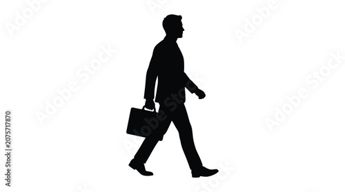 Konstfotografi Man With Briefcase Silhouette Against White Background