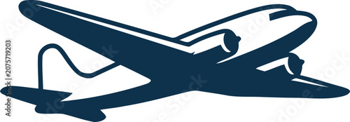 Schilderij op canvas Vintage Propeller Airplane Silhouette Illustration for Aviation Brand Logo and T
