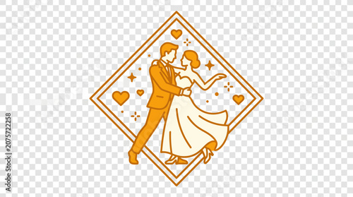 Couple Dancing Romance Line Art Icon