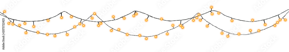 Fototapeta premium Glowing fairy lights on transparent background, png