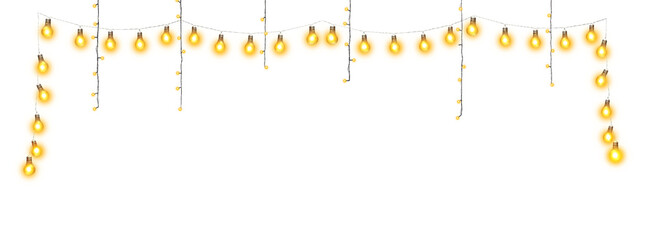 Glowing fairy lights on transparent background, png