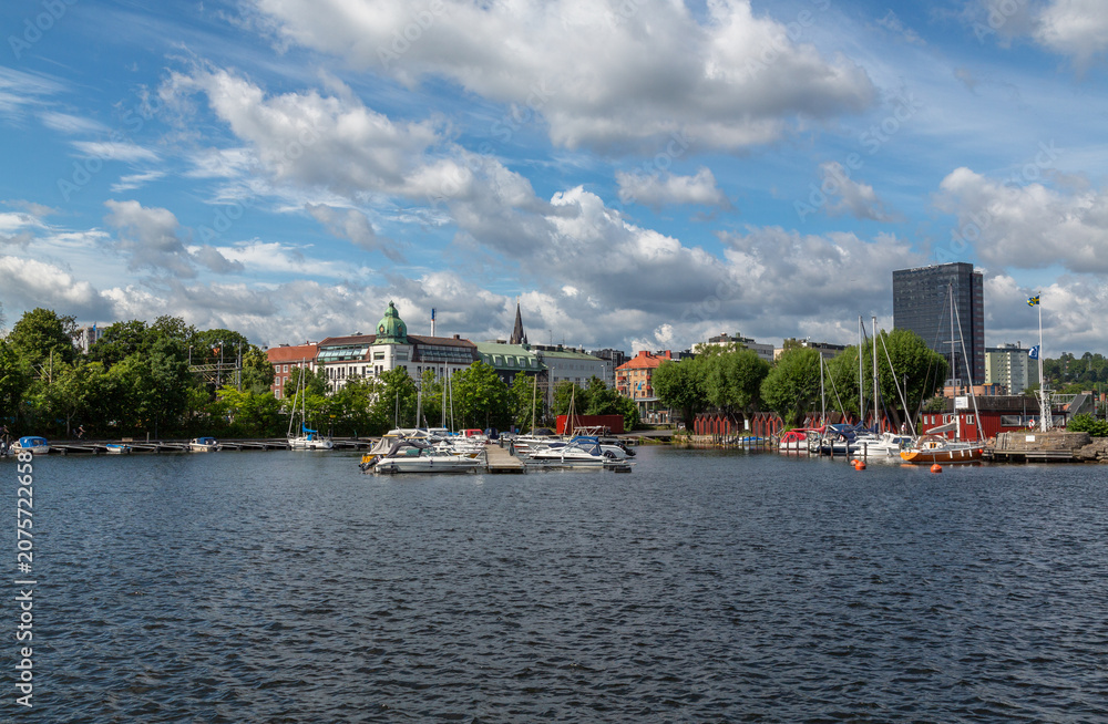 Fototapeta premium Jönköping waterfront and marina cityscape, Sweden