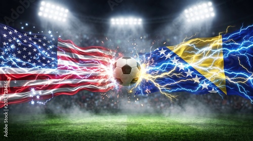 Usa vs bosnia and herzegovina soccer match concept