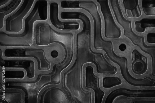 Cuadro en lienzo Close-up of a 3D-printed industrial metal component with complex matrix mesh structure
