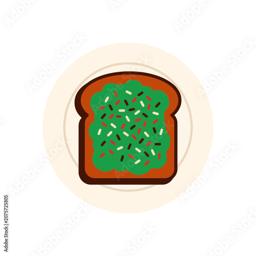 Green Spread Toast with Sprinkles on Plate