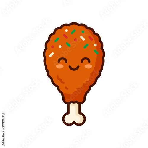 Happy Fried Chicken Leg Character with Sprinkles