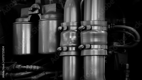 Fotografie Metallic pipes with flanges and bolts