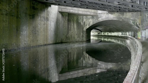 Birmingham Canal Tunnel Under Construction Site of HS2 Curzon Street Station.
Cinematic shot looking inside the historic, Grade II-listed Curzon Street canal tunnel along the Digbeth Branch Canal.