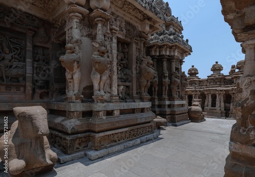 The Kailasanatha Temple in Kanchipuram, Tamil Nadu, South India is an ancient and one of the most impressive architectural monuments.