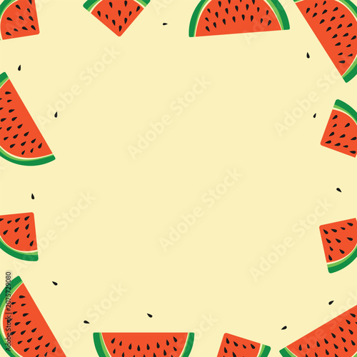 A summer square background featuring watermelons.
